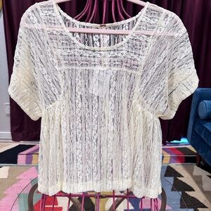 Free People Cream Lace Women Top